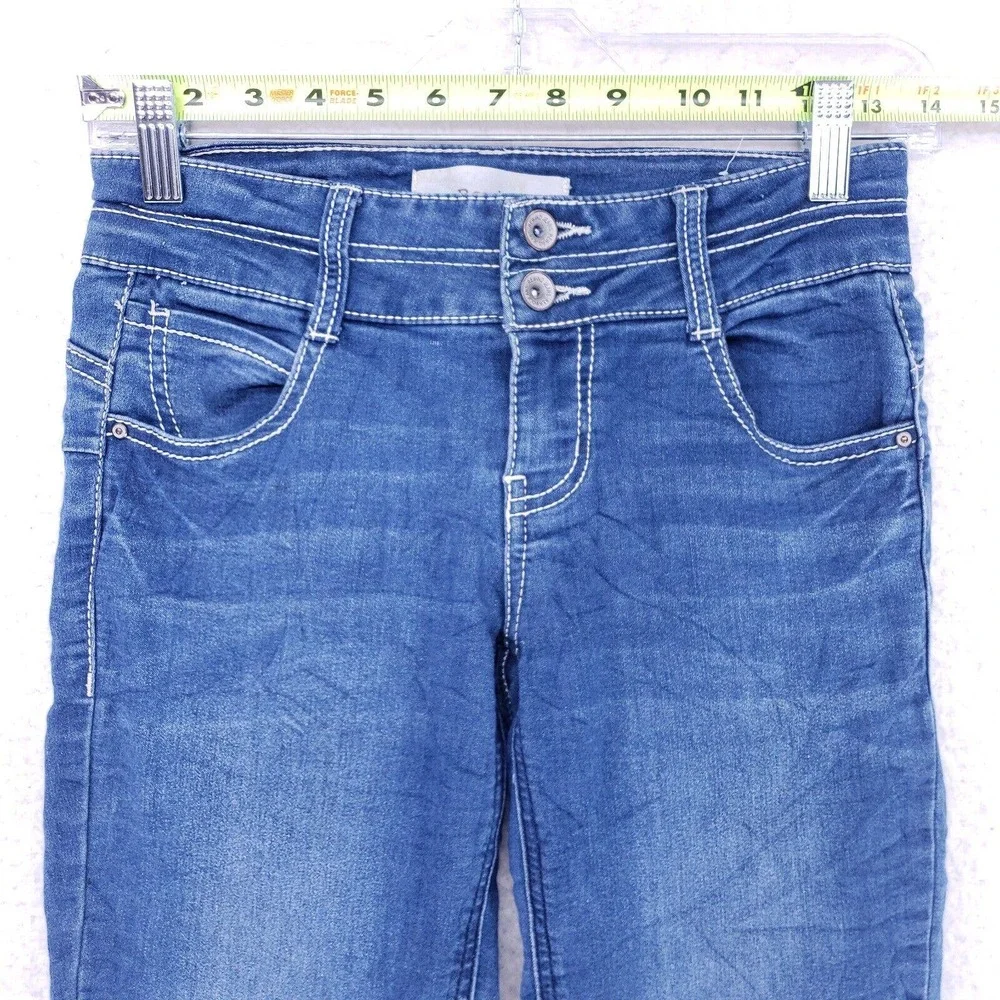 Rewind Jeans Denim Cotton Womens Size 0 Blue Straight Stretch VTG Mid Rise Slim